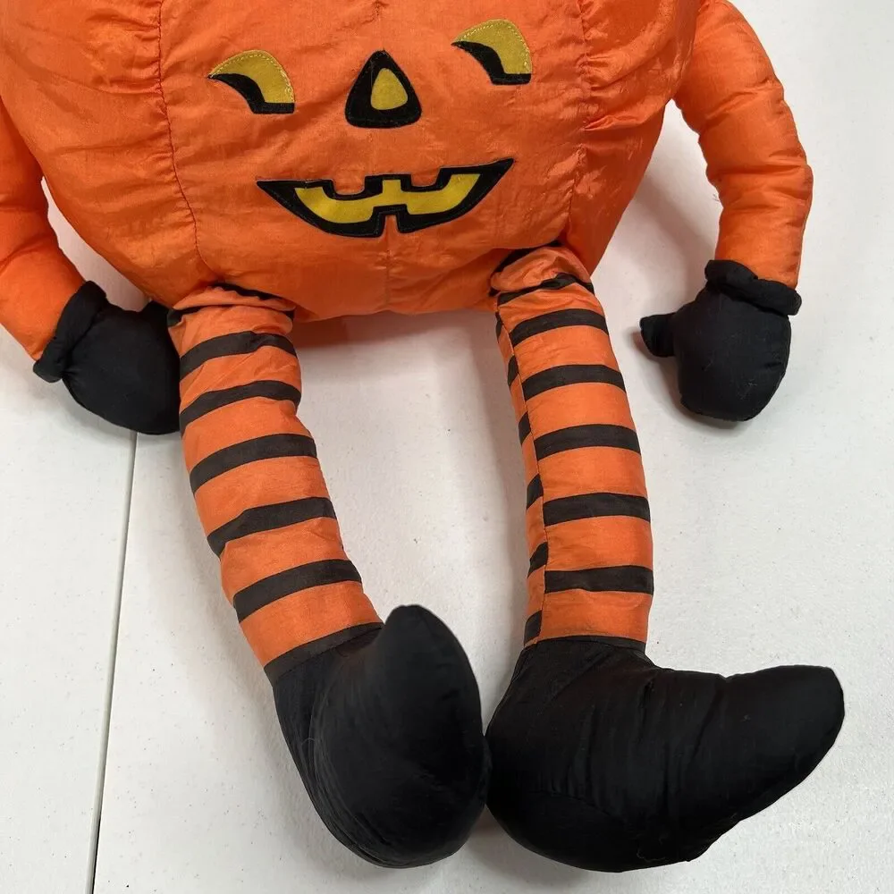 Vtg International‎ Large Pumpkin WitchSilver Halloween  Shelf Sitter Plush Decor